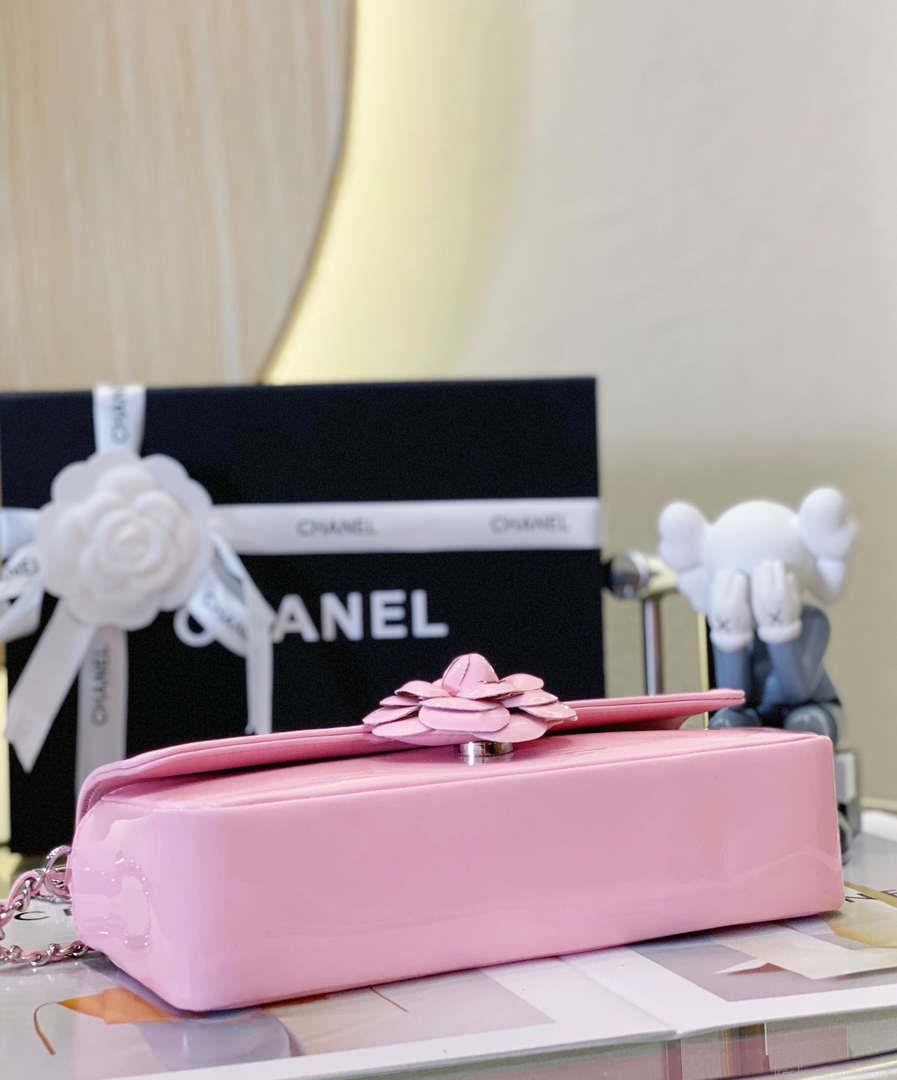 Chanel AS4498 Clutch Flap Bag Patent Calfskin & Gold Metal Pink