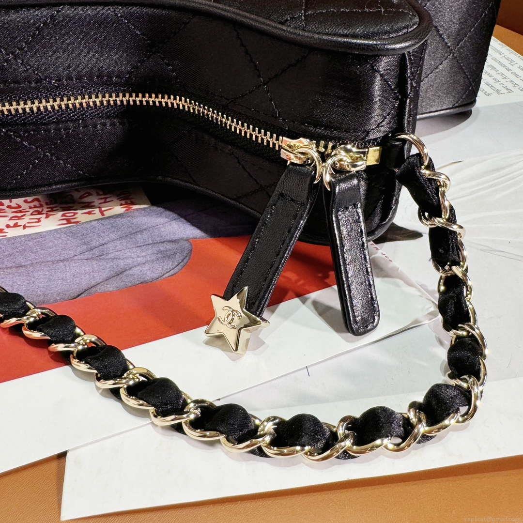 Chanel AS4579 Star Handbag Satin & gold-tone metal Black