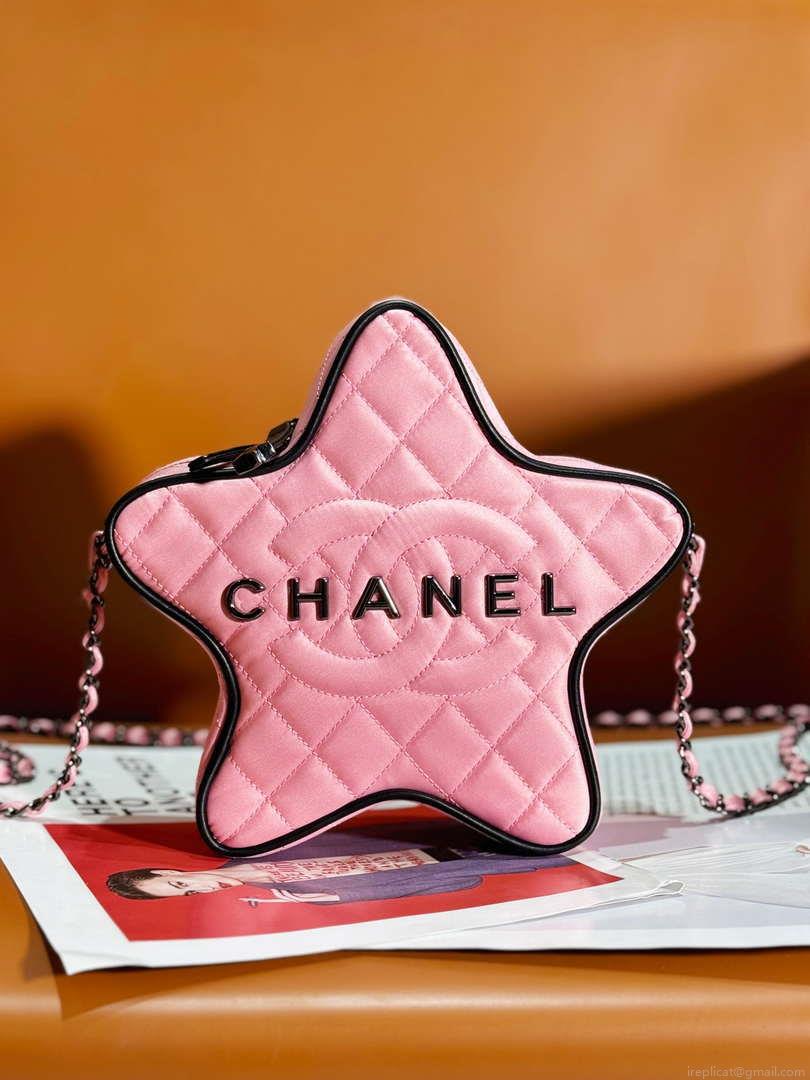 Chanel AS4579 Star Handbag Satin & Black-tone metal Pink
