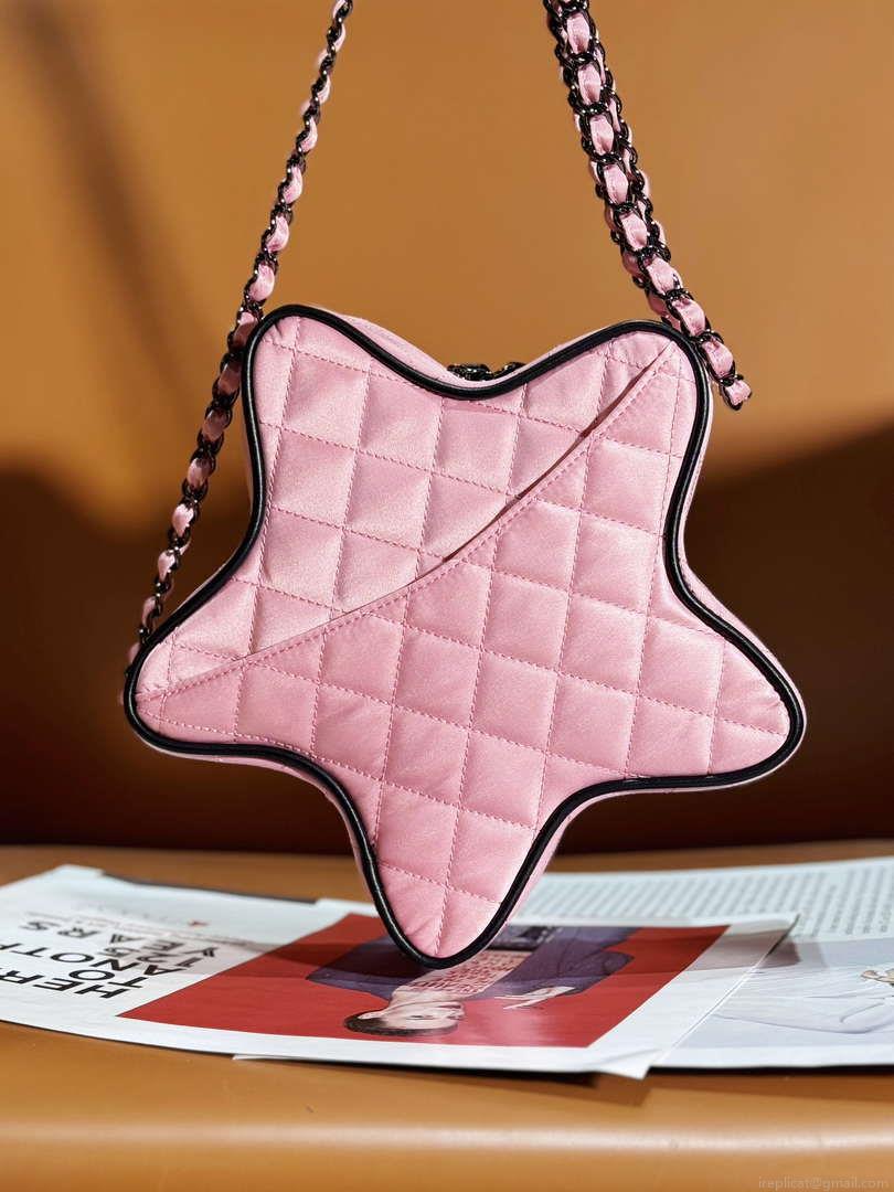 Chanel AS4579 Star Handbag Satin & Black-tone metal Pink