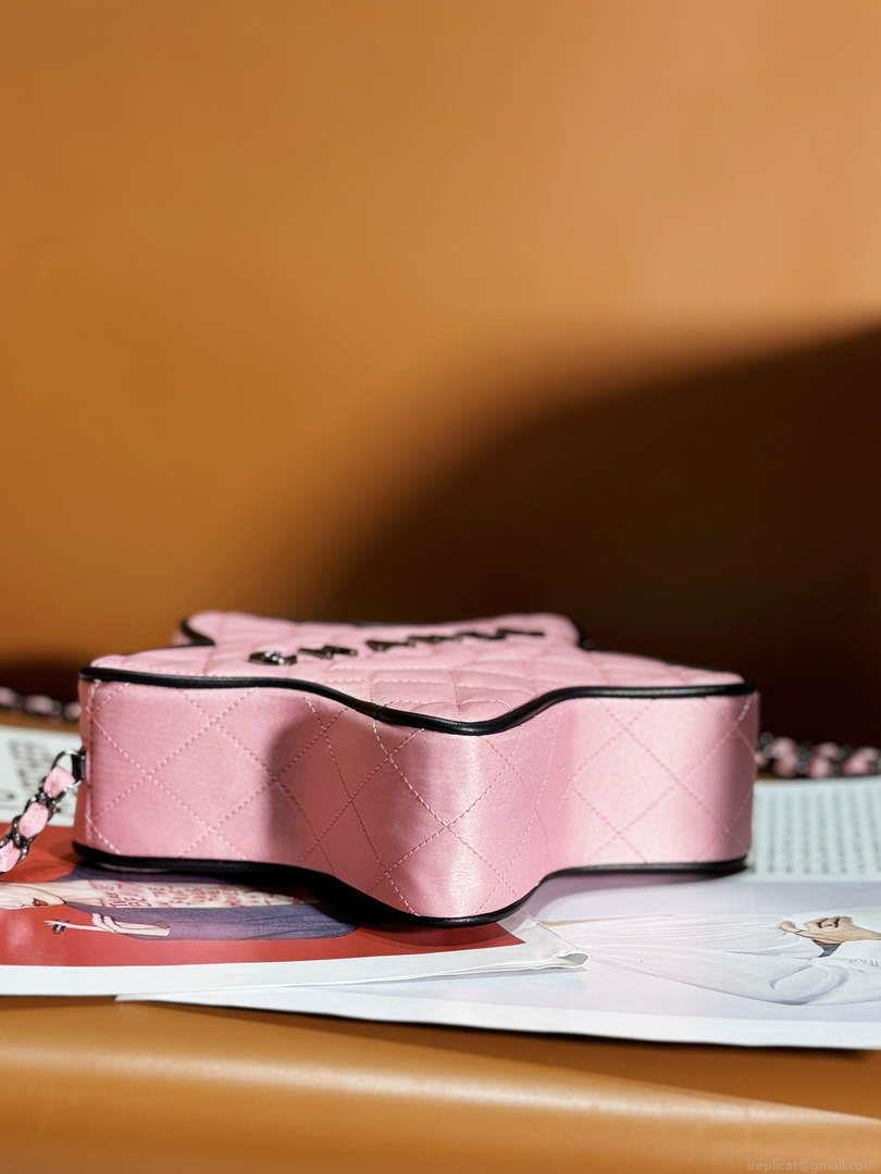 Chanel AS4579 Star Handbag Satin & Black-tone metal Pink