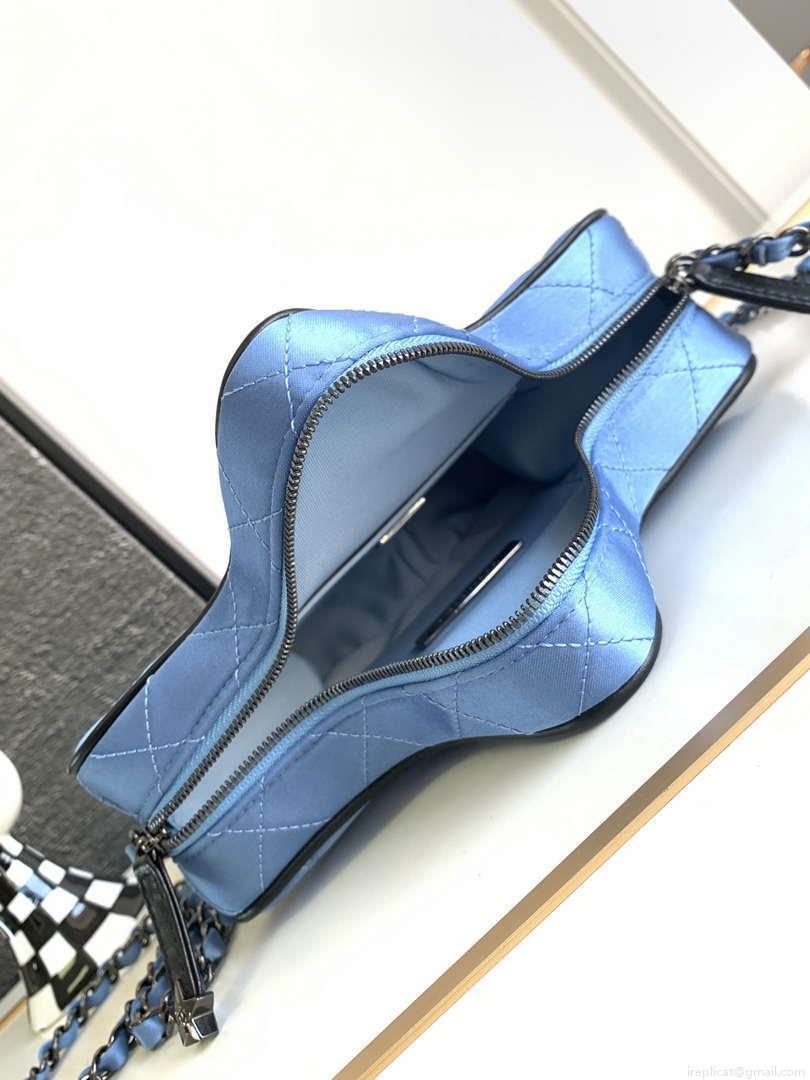Chanel AS4579 Star Handbag Satin & Black-tone metal Blue