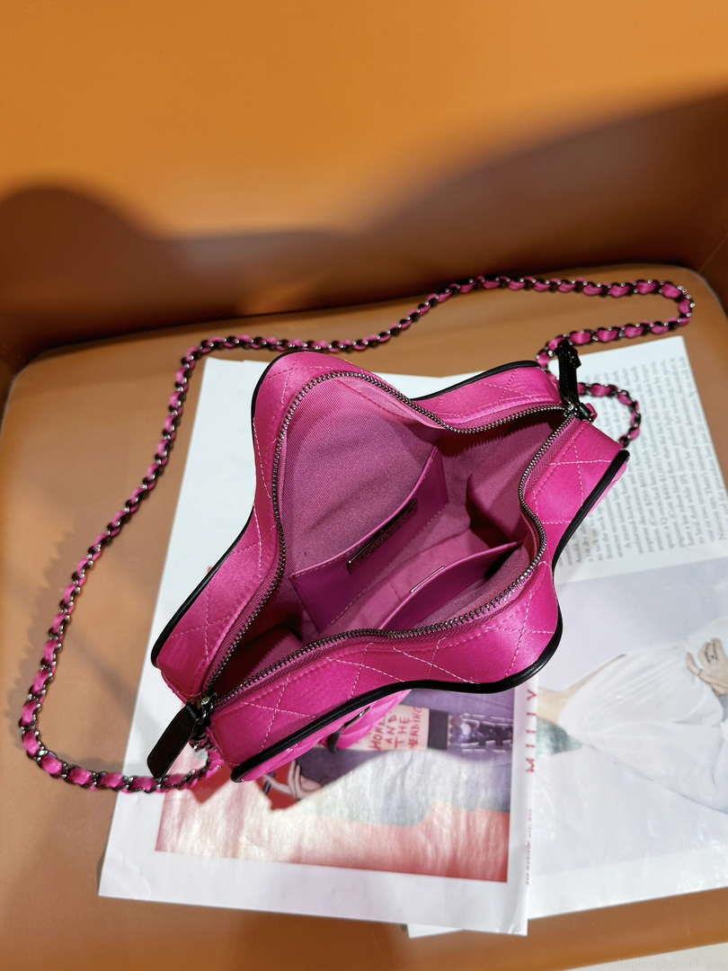 Chanel AS4579 Star Handbag Satin & Black-tone metal Rose Pink