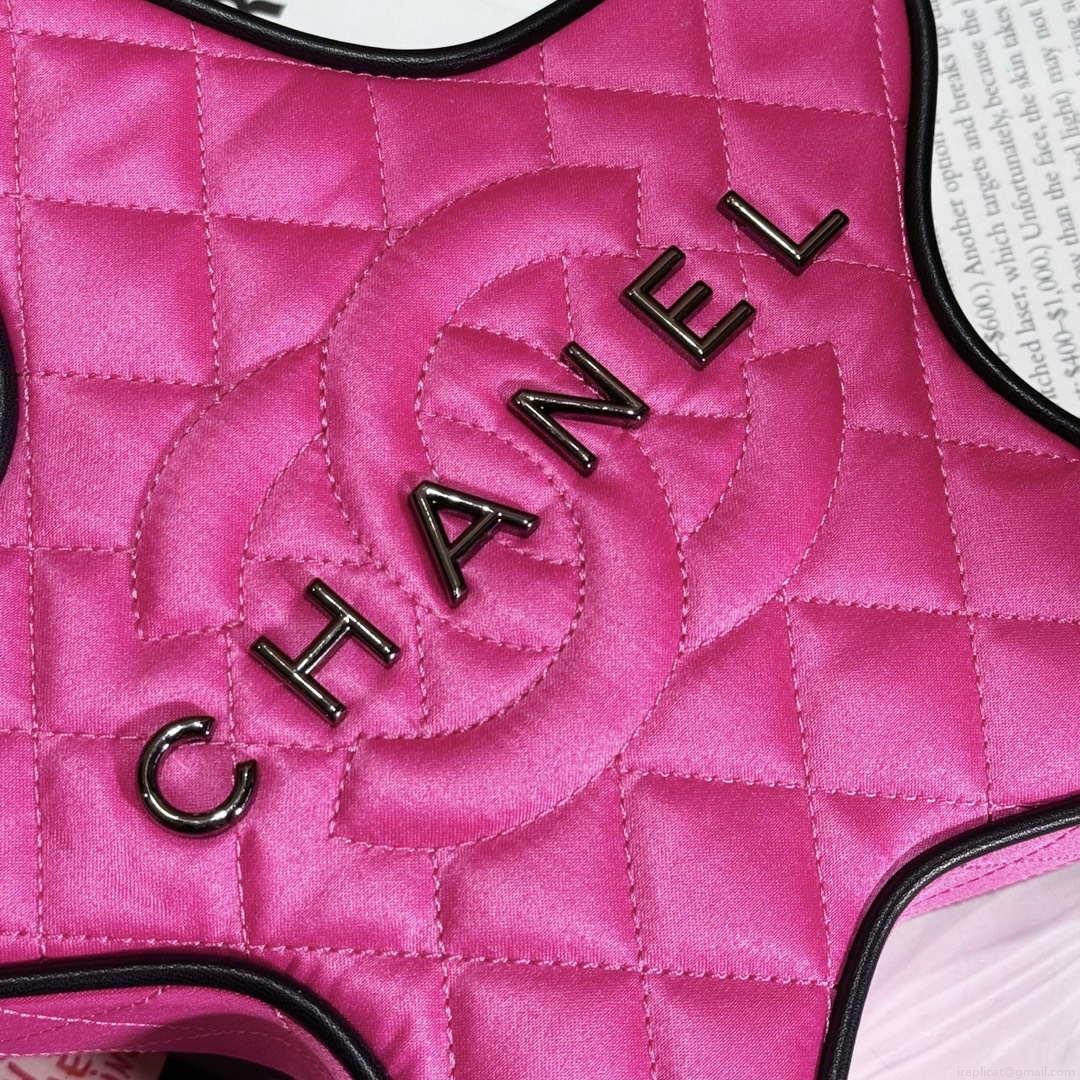 Chanel AS4579 Star Handbag Satin & Black-tone metal Rose Pink