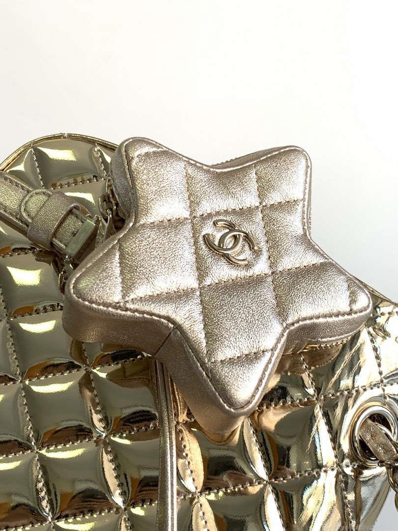 Chanel AS4649 BACKPACK & Star Coin Purse Metallic Calfskin & Gold-Tone Metal Light Gold