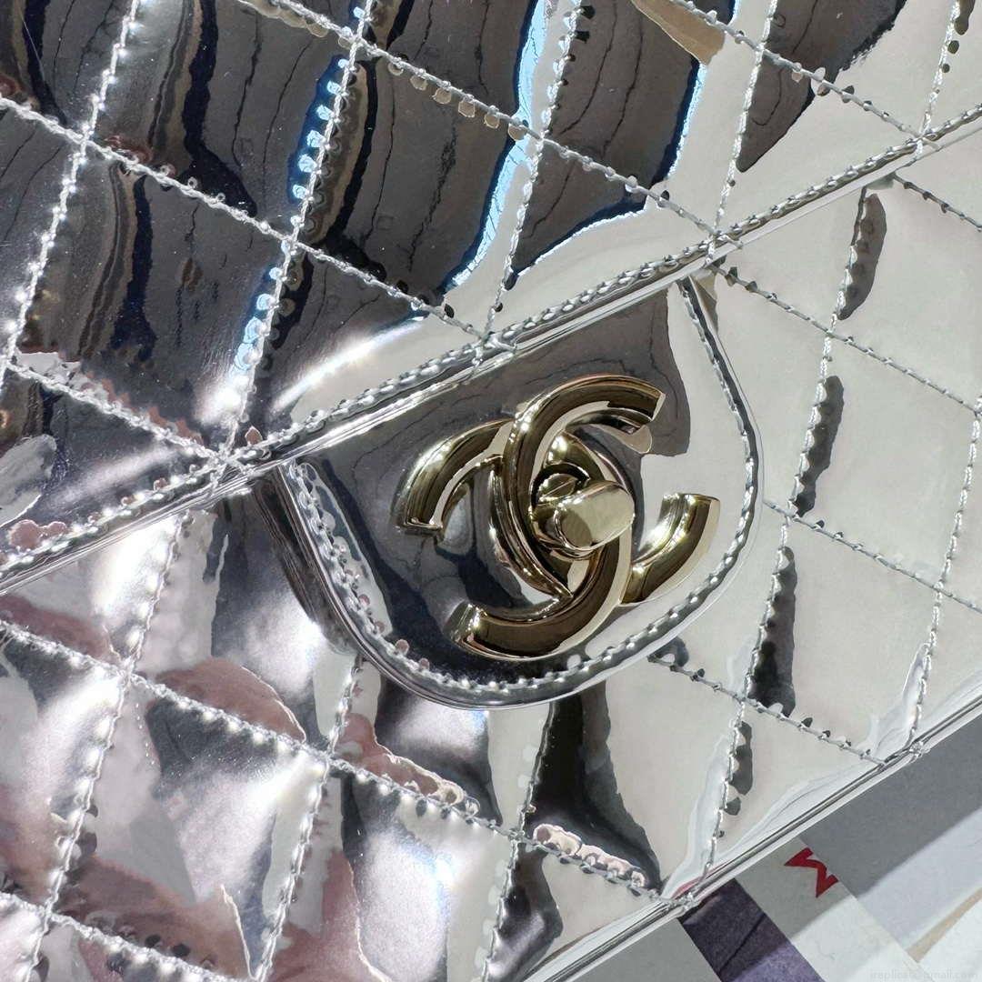 Chanel AS4649 BACKPACK & Star Coin Purse Metallic Calfskin & Gold-Tone Metal Silver