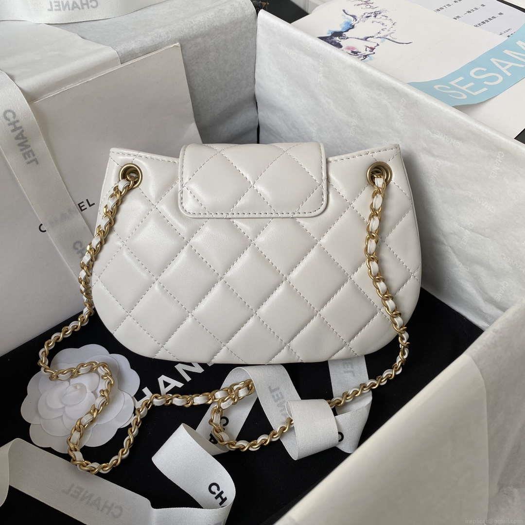 Chanel AS4609 Small Messenger bag Lambskin White