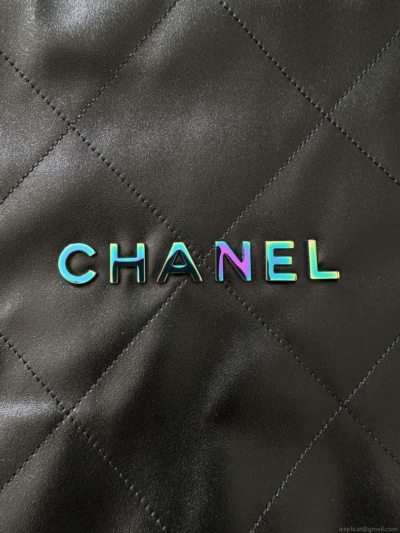 Chanel 22 Handbag Shiny Black Calfskin AS3261 with Symphony Hardware