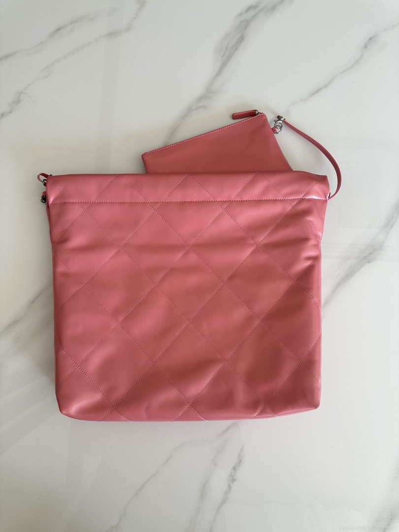 Chanel 22 Handbag Shiny Pink Calfskin AS3261 with Symphony Hardware