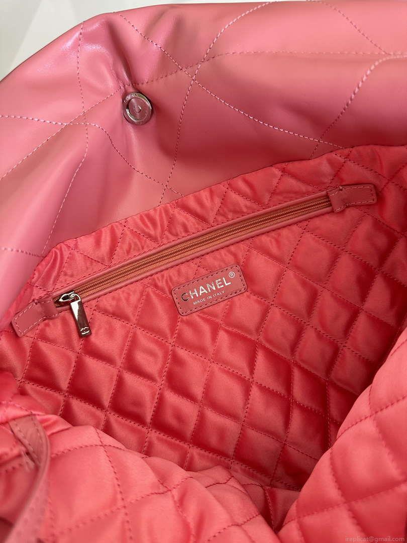 Chanel 22 Handbag Shiny Pink Calfskin AS3261 with Symphony Hardware