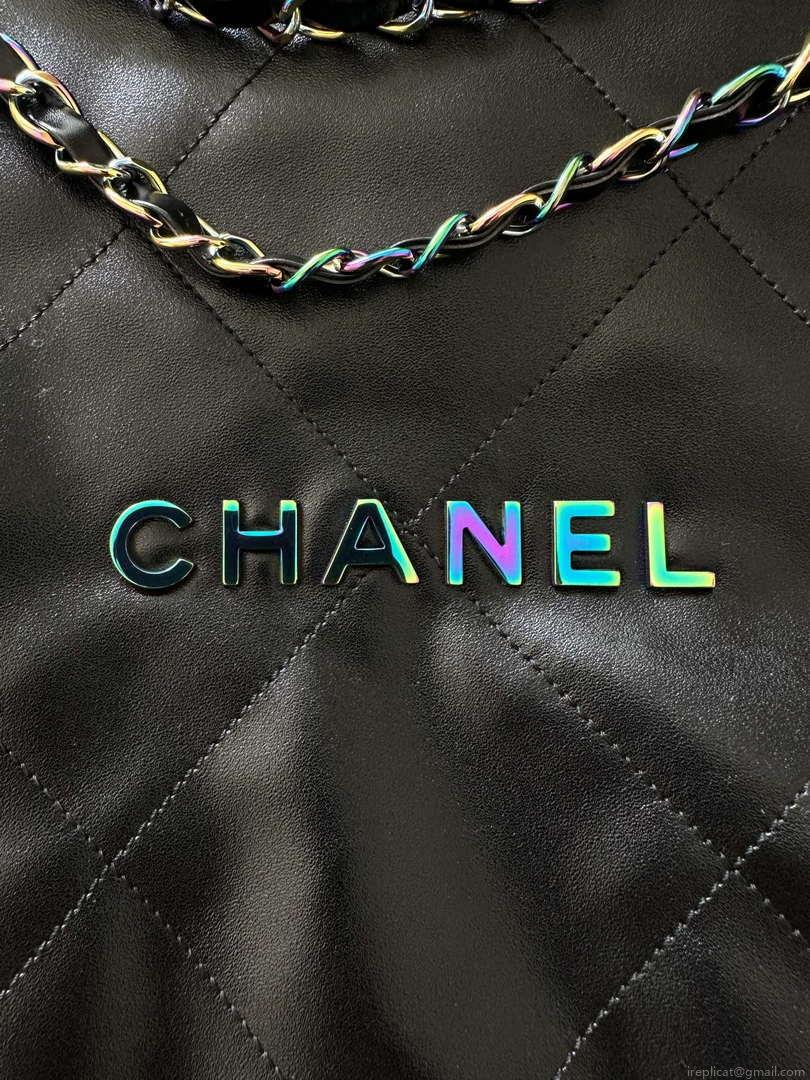 Chanel 22 AS3260 Small Handbag Shiny Calfskin Black Symphony Hardware