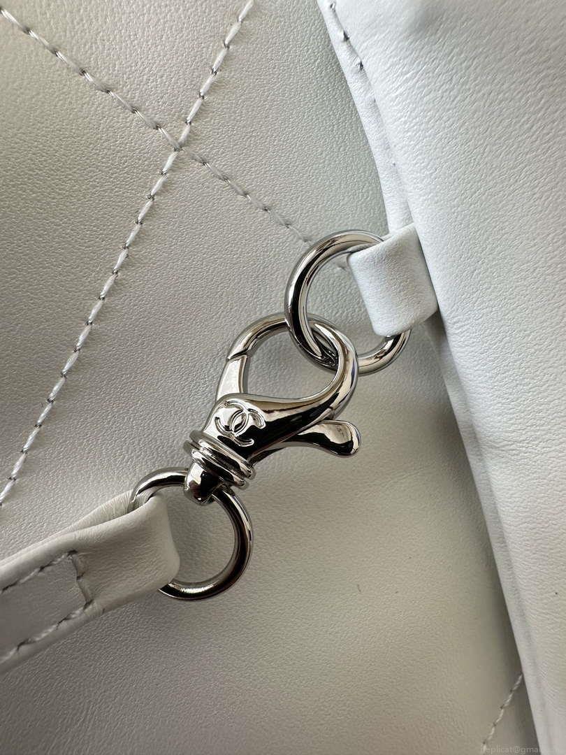 Chanel 22 AS3260 Small Handbag Shiny Calfskin White Symphony Hardware