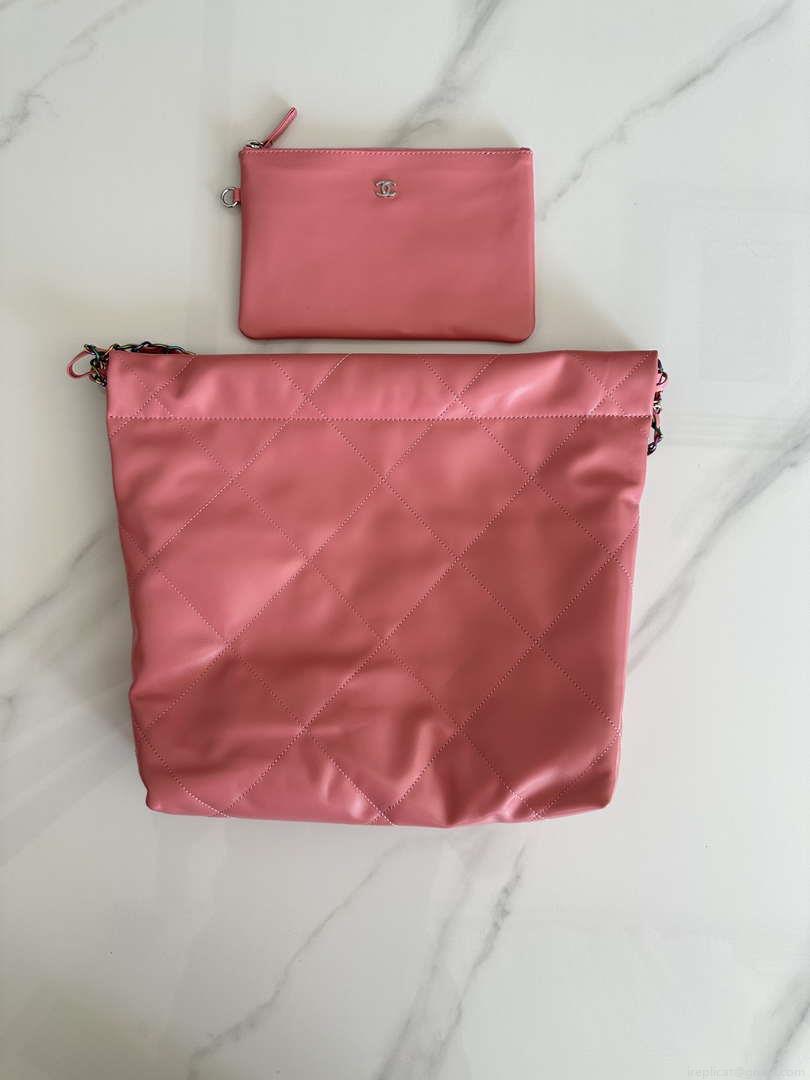 Chanel 22 AS3260 Small Handbag Shiny Calfskin Pink Symphony Hardware