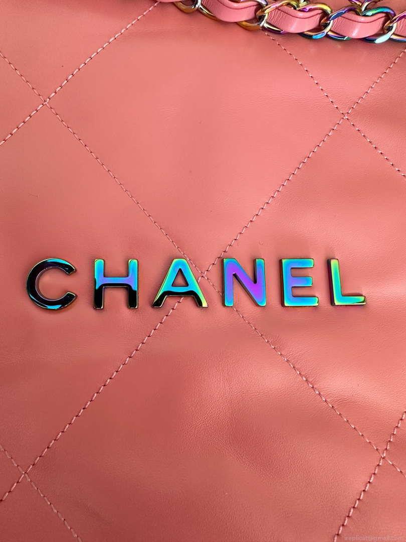 Chanel 22 AS3260 Small Handbag Shiny Calfskin Pink Symphony Hardware