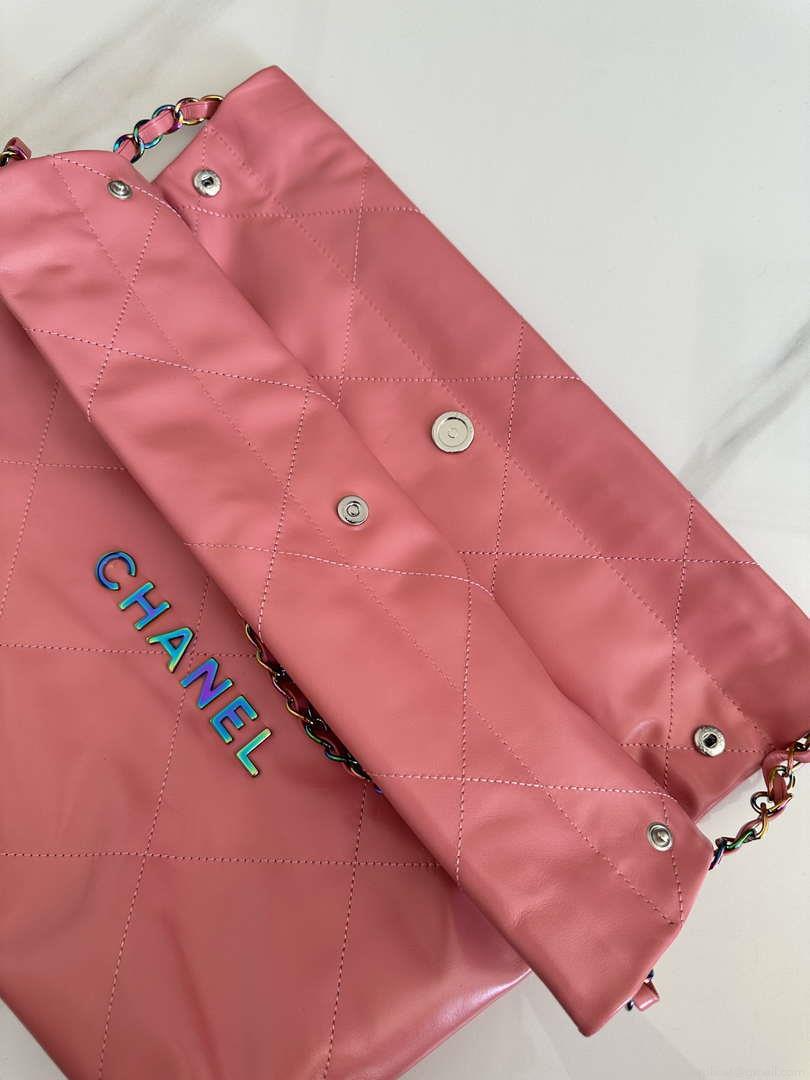 Chanel 22 AS3260 Small Handbag Shiny Calfskin Pink Symphony Hardware