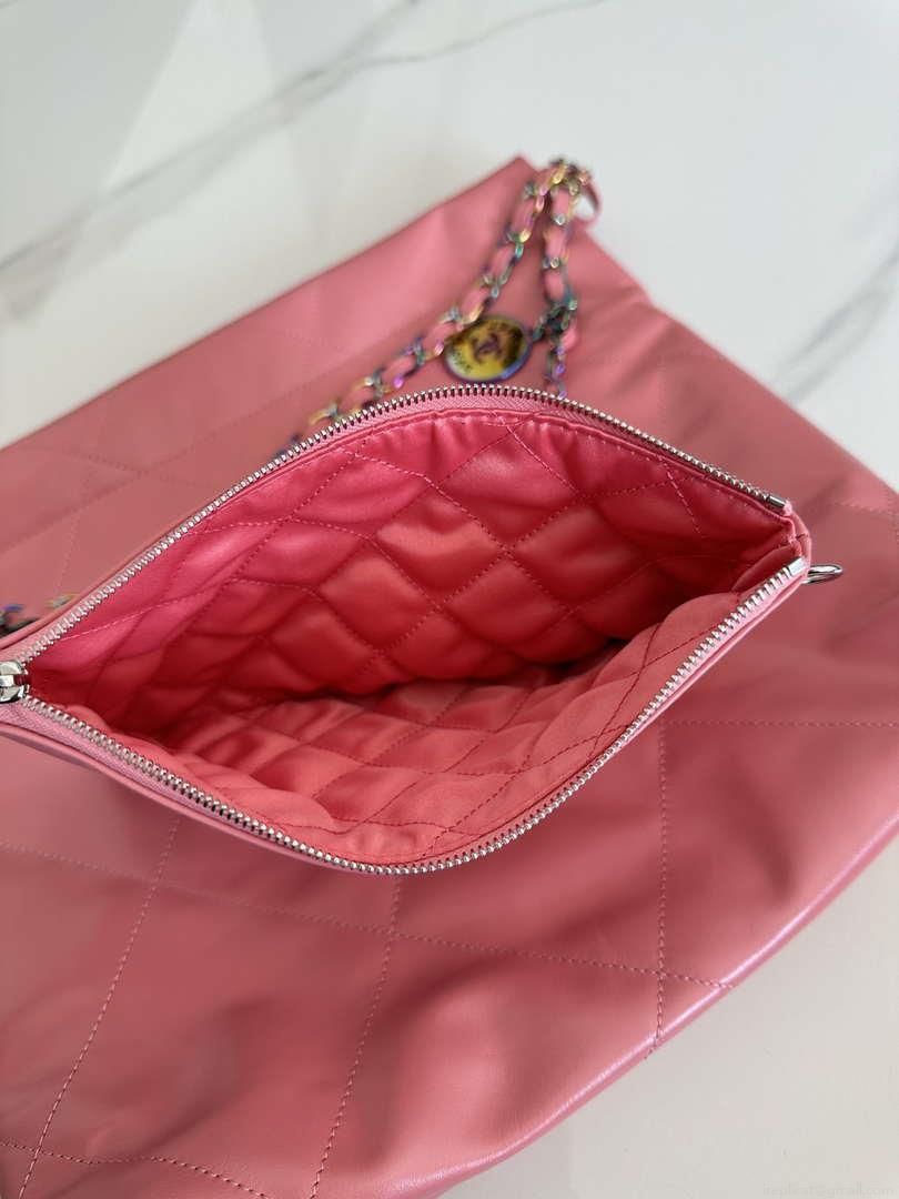 Chanel 22 AS3260 Small Handbag Shiny Calfskin Pink Symphony Hardware