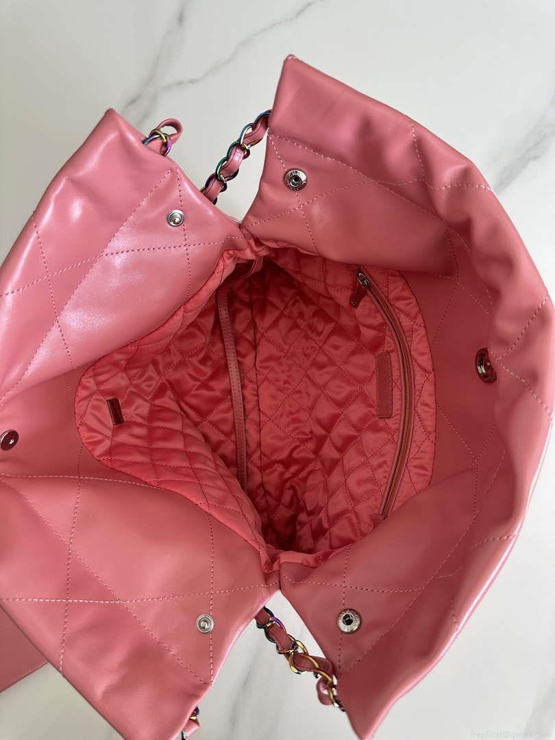 Chanel 22 AS3260 Small Handbag Shiny Calfskin Pink Symphony Hardware