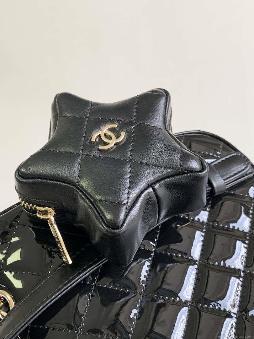 Chanel AS4649 BACKPACK & Star Coin Purse Metallic Calfskin & Gold-Tone Metal Black