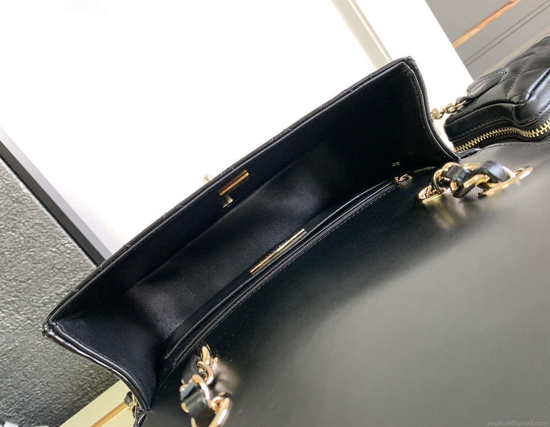 Chanel AS4649 BACKPACK & Star Coin Purse Metallic Calfskin & Gold-Tone Metal Black