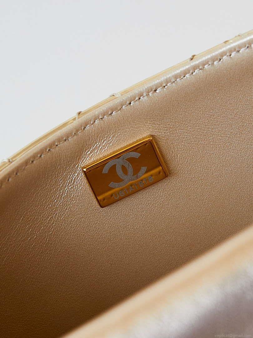 Chanel AS4646 MINI FLAP BAG & STAR COIN PURSE Mirror Calfskin Metallic Calfskin & Gold-Tone Metal Gold
