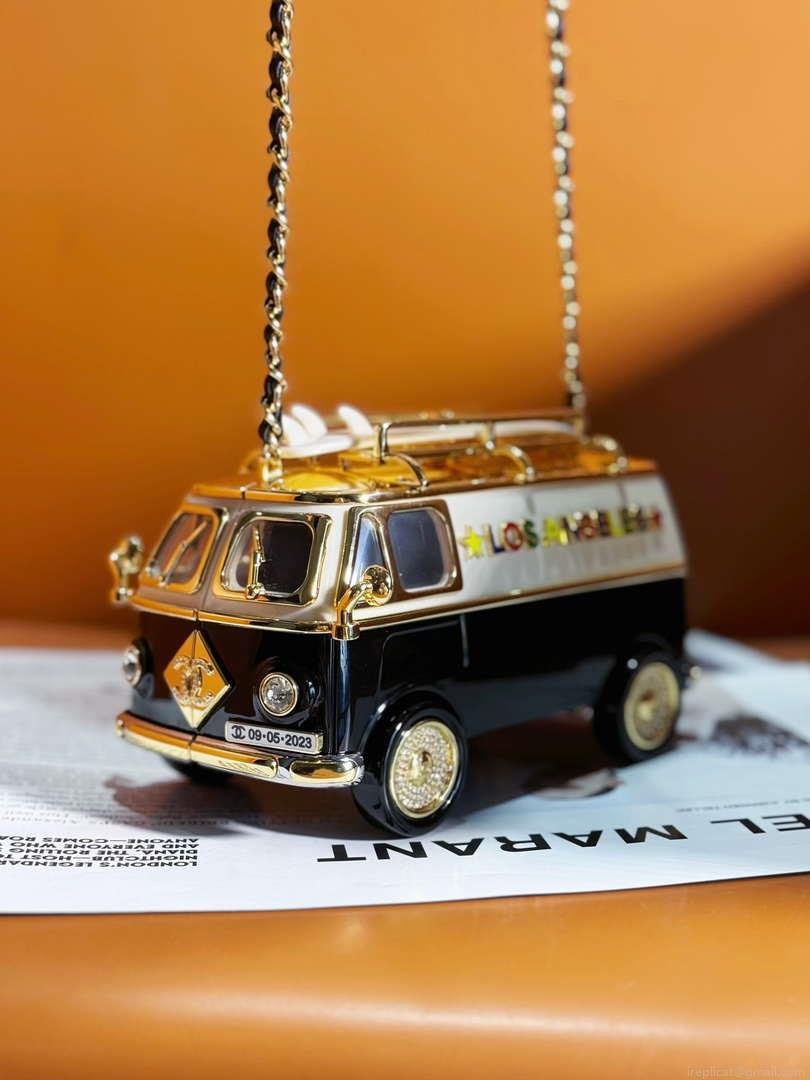 Chanel AS4590 MINI VAN Minaudiere plexi Enamel Strass & Gold-Tone Metalblack White & Gold