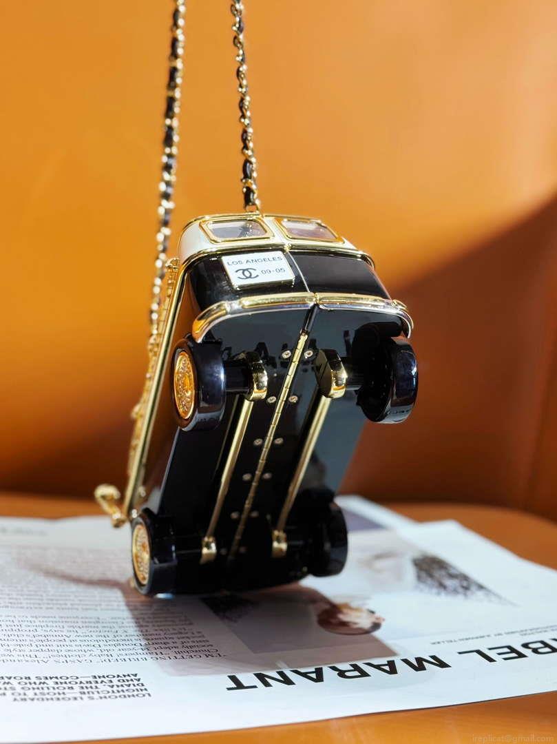Chanel AS4590 MINI VAN Minaudiere plexi Enamel Strass & Gold-Tone Metalblack White & Gold