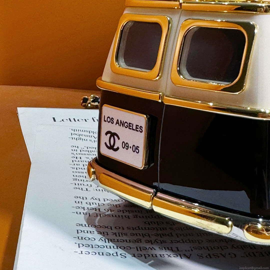 Chanel AS4590 MINI VAN Minaudiere plexi Enamel Strass & Gold-Tone Metalblack White & Gold