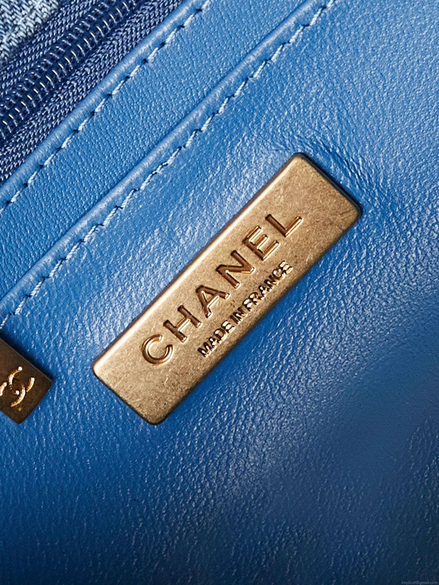 Chanel AS1119 Small Flap Classic Handbag Blue Denim beaded sequin bag