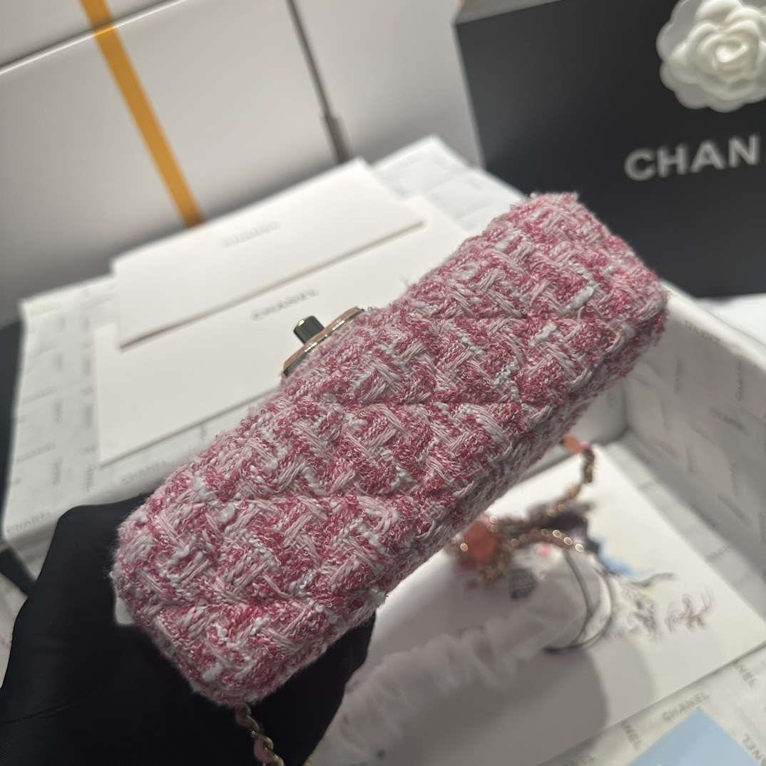 Chanel AS3782 MINI Flap Bag 23P Woolen Enamel Gold-Tone Metal Pink 16cm