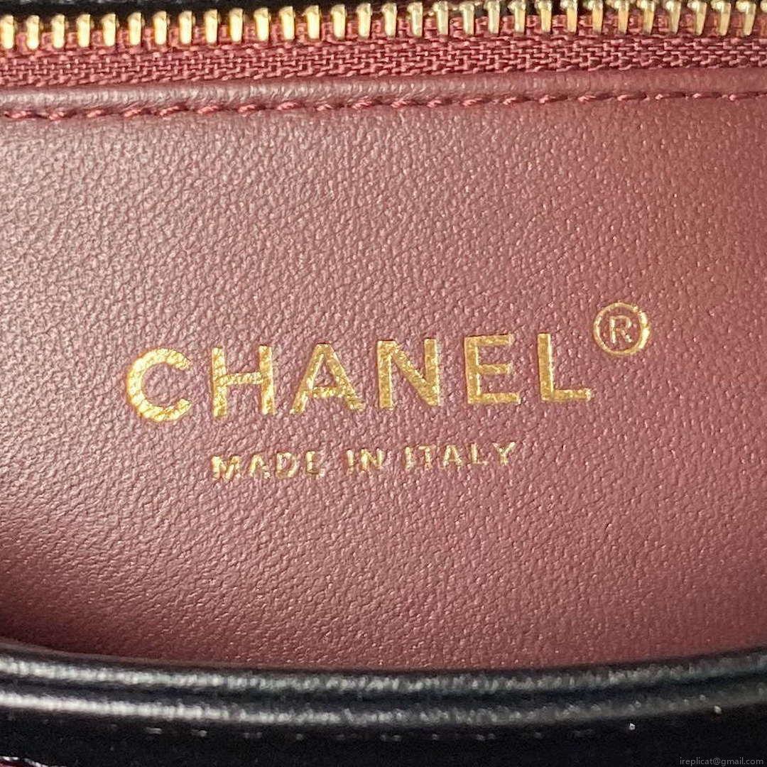 Chanel 24C Trendy CC Flap Bag With Top Handle Lambskin bag A92236 Black Gold