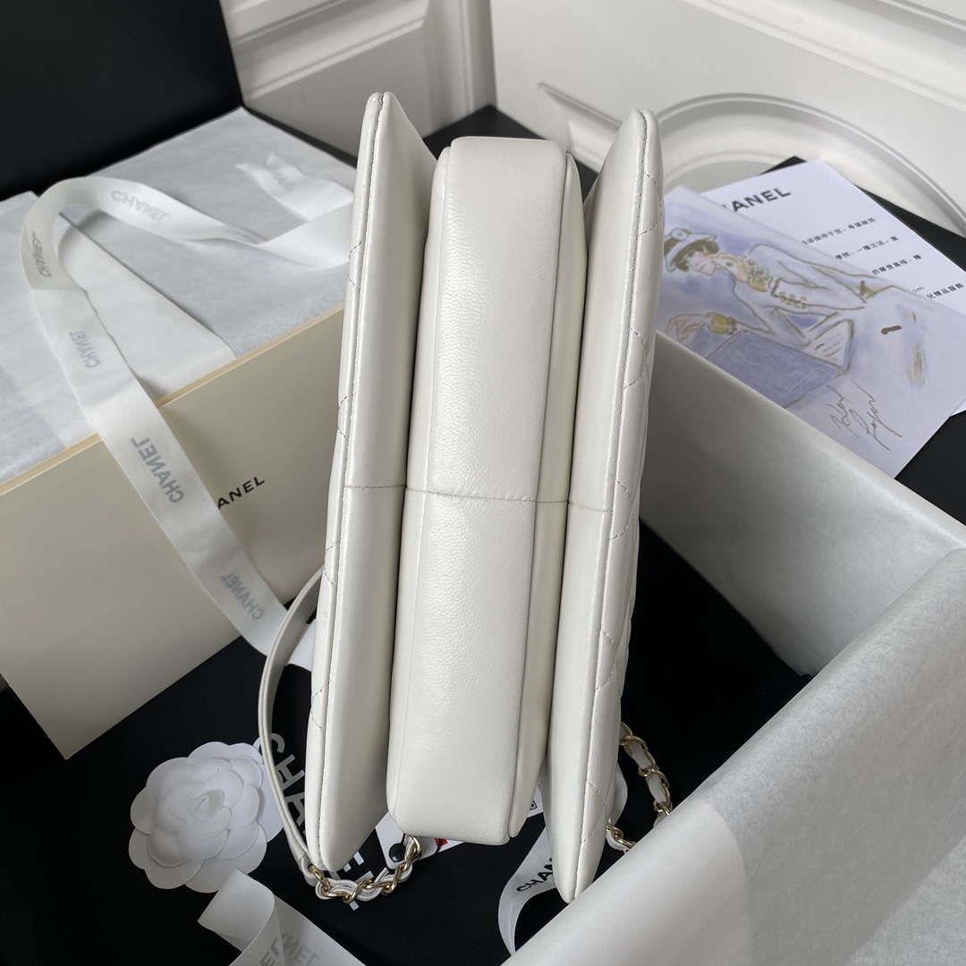 Chanel Trendy 24C Flap Bag With Top Handle Lambskin bag A92236 White Gold