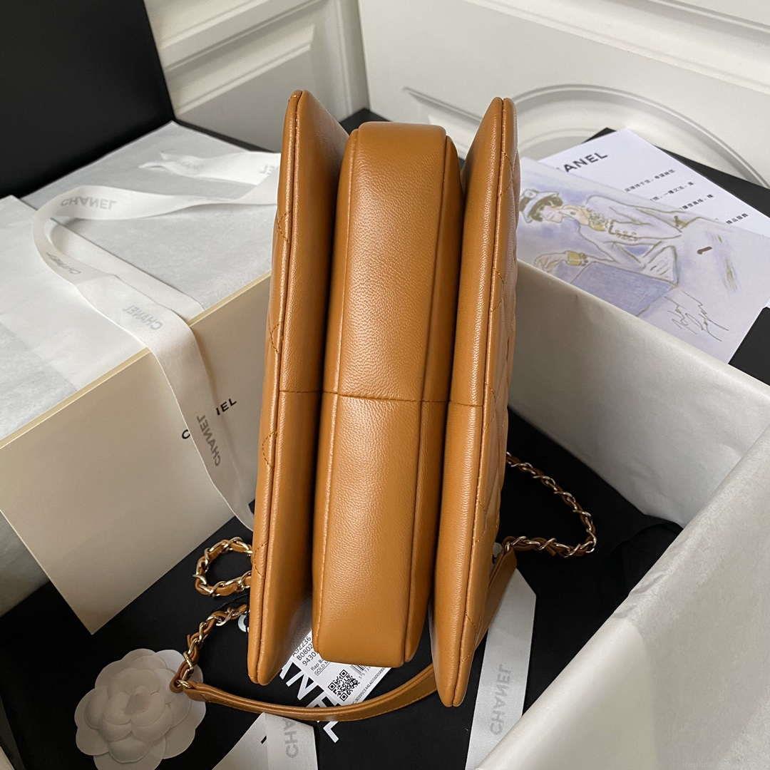 Chanel Trendy 24C Flap Bag With Top Handle Lambskin bag A92236 Orange Gold