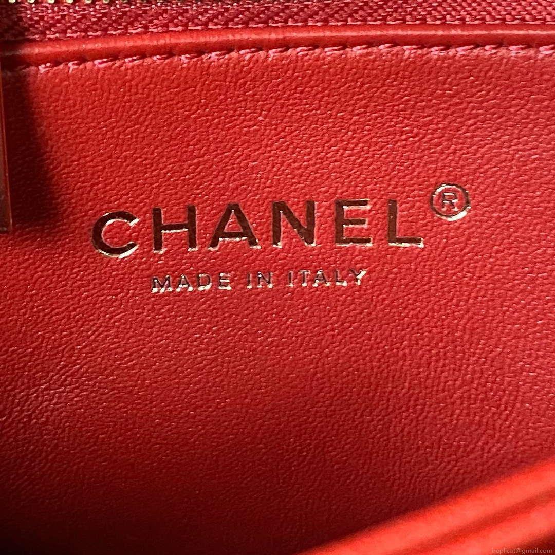 Chanel Trendy 24C Flap Bag With Top Handle Lambskin bag A92236 Red Gold