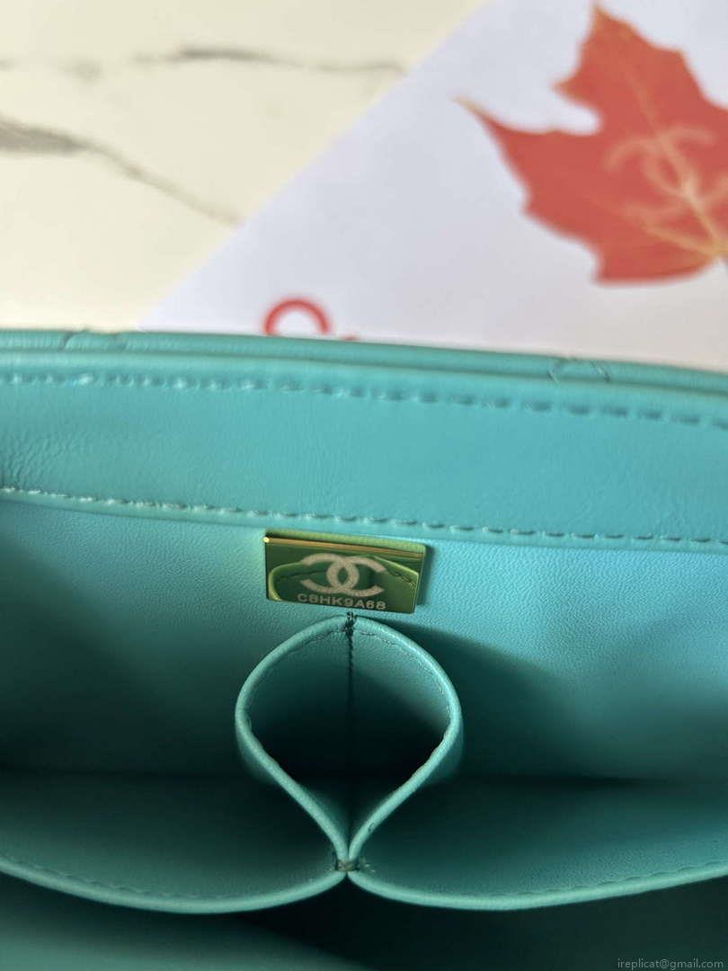 Chanel Trendy 24C Flap Bag With Top Handle Lambskin bag A92236 Blue Multicolor Logo