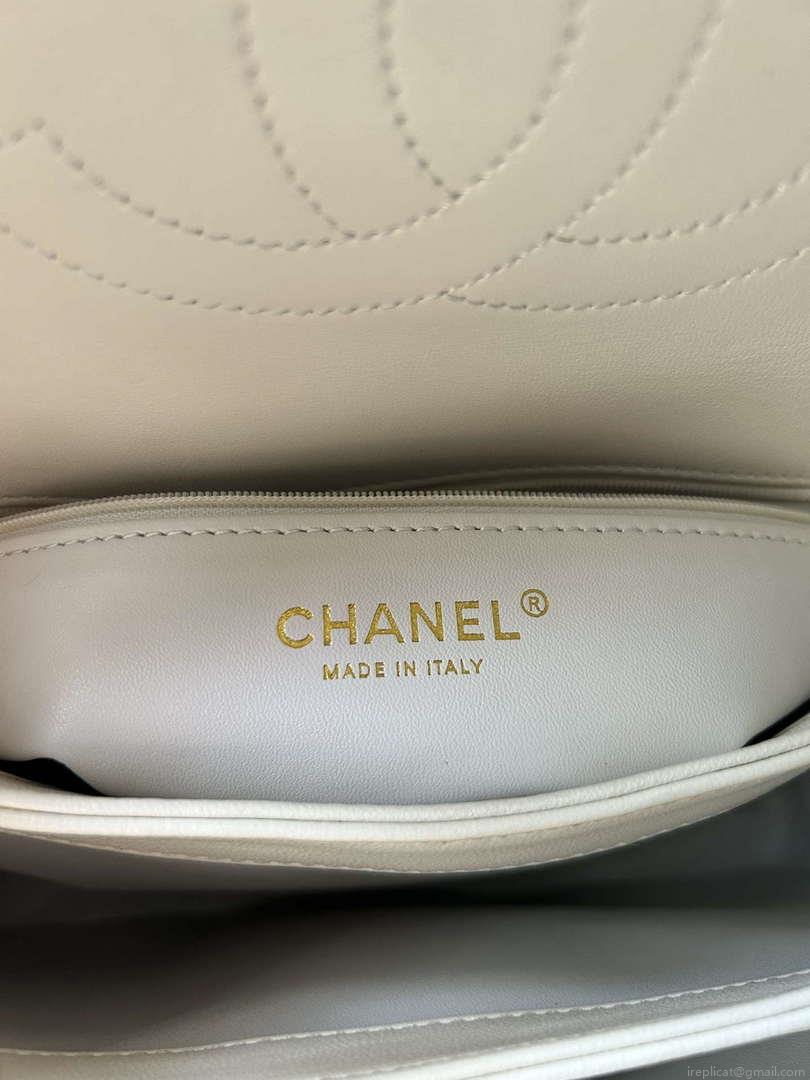 Chanel Trendy 24C Flap Bag With Top Handle Lambskin bag A92236 White Multicolor Logo