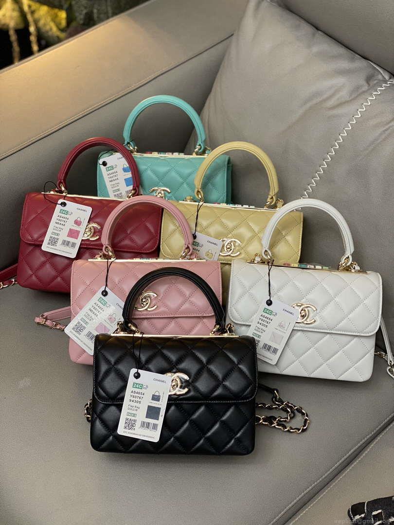Chanel Trendy 24C Flap Bag With Top Handle Lambskin bag A92236 Black Multicolor Logo