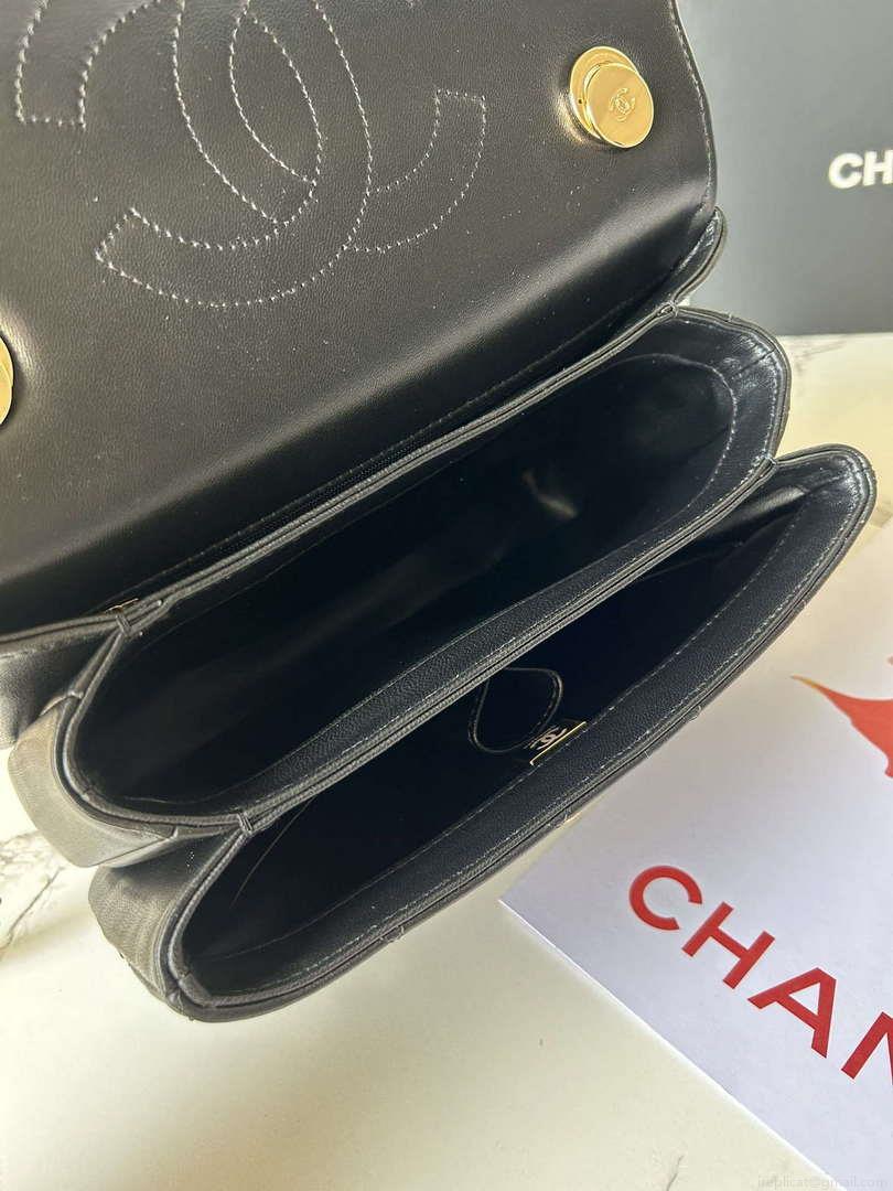 Chanel Trendy 24C Flap Bag With Top Handle Lambskin bag A92236 Black Multicolor Logo