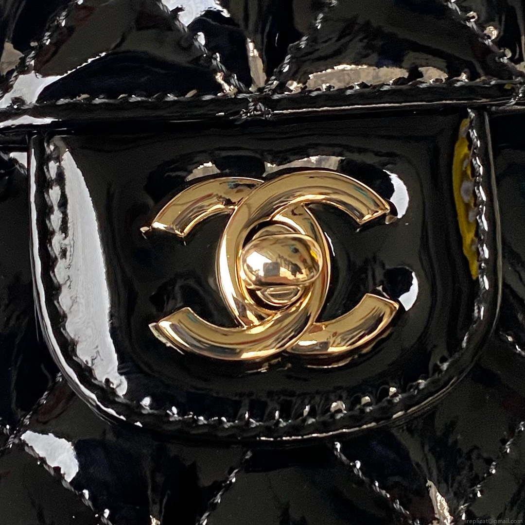Chanel AS4648 Flap Bag & STAR COIN PURSE Mirror Calfskin Metallic Calfskin & Gold-Tone Metal Black