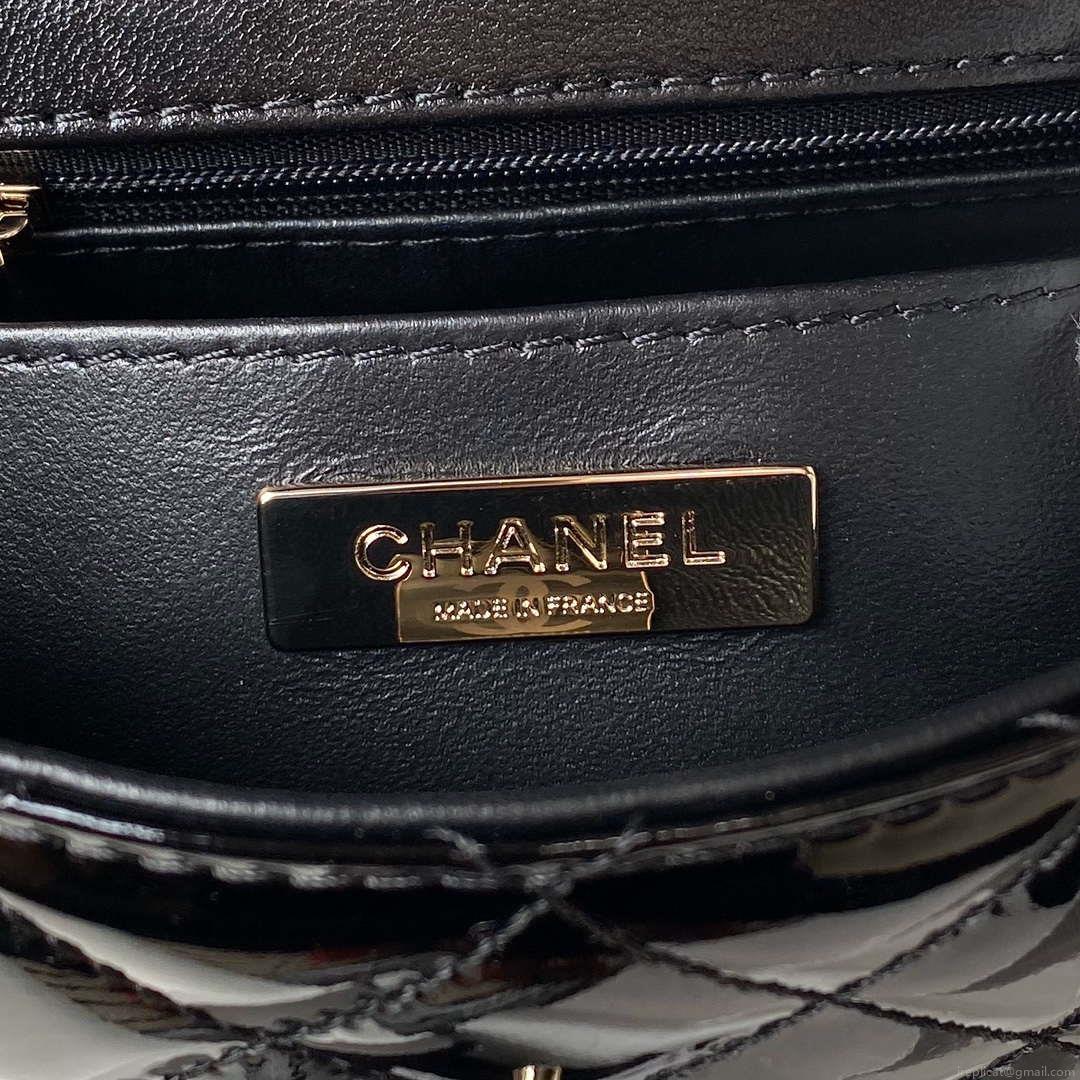 Chanel AS4648 Flap Bag & STAR COIN PURSE Mirror Calfskin Metallic Calfskin & Gold-Tone Metal Black