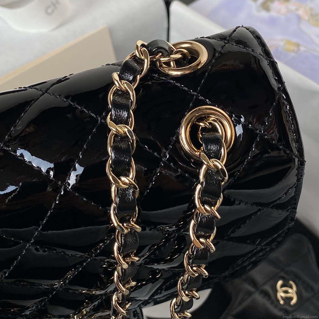 Chanel AS4647 Mini Flap Bag & STAR COIN PURSE Metallic Calfskin & Gold-Tone Metal Black
