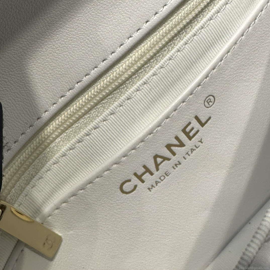 Chanel AS3782 MINI Flap Bag 23P Enamel Gold-Tone Metal White 16cm