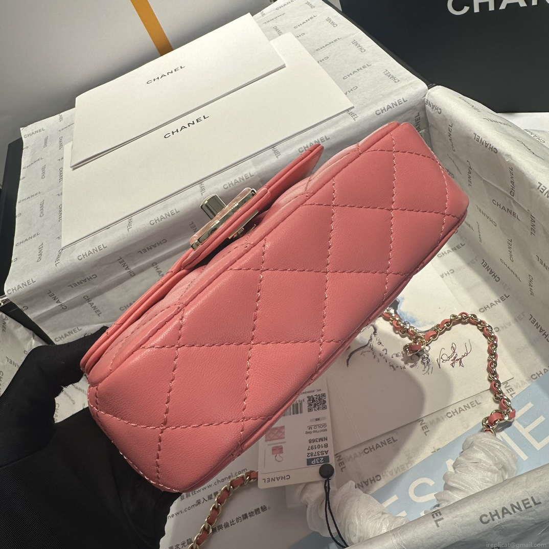 Chanel AS3782 MINI Flap Bag 23P Enamel Gold-Tone Metal 16cm Pink