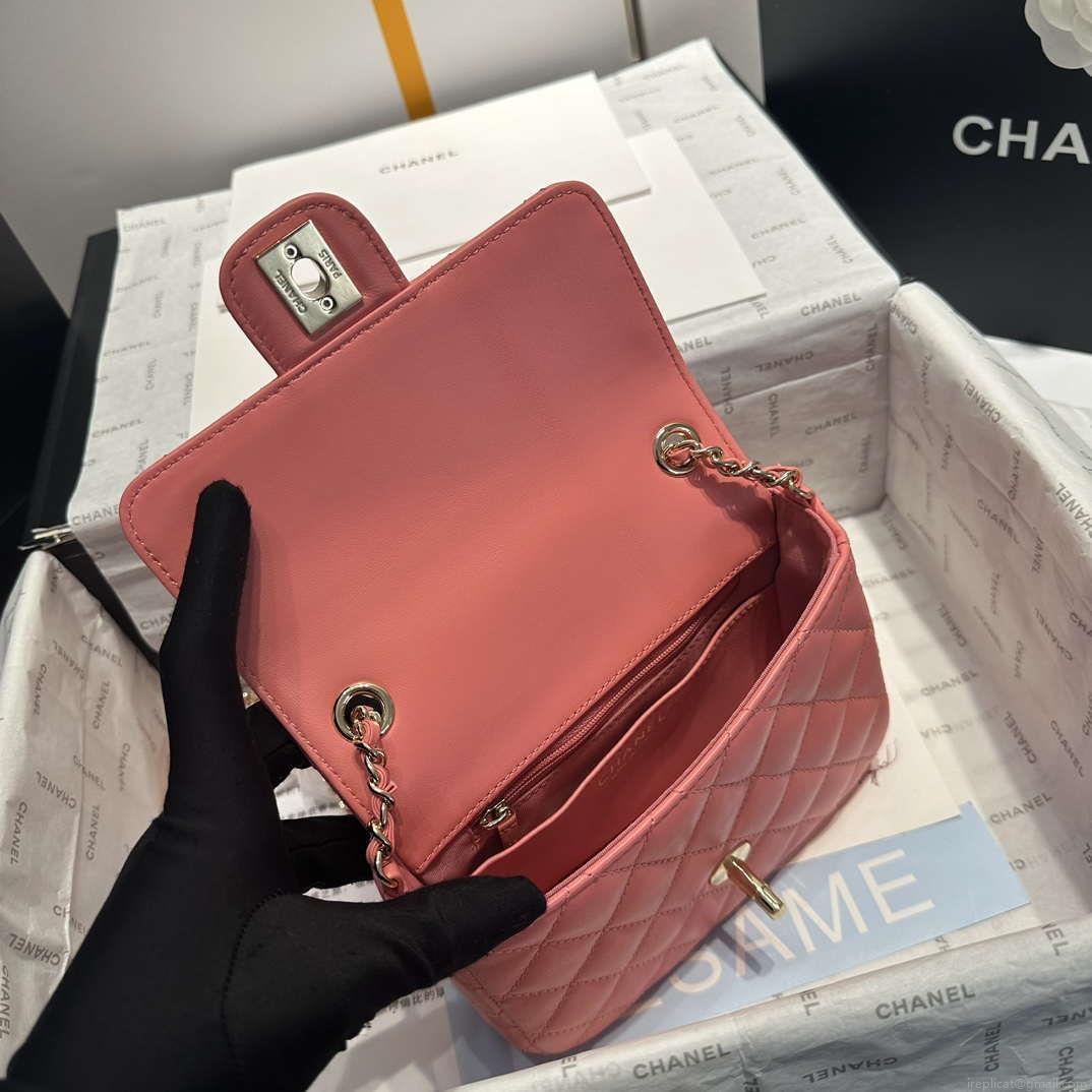Chanel AS3782 MINI Flap Bag 23P Enamel Gold-Tone Metal 16cm Pink