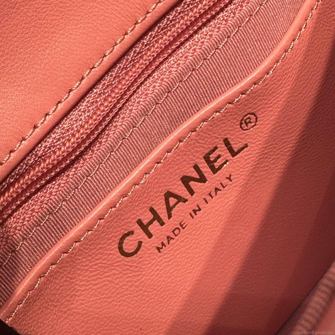 Chanel AS3782 MINI Flap Bag 23P Enamel Gold-Tone Metal 16cm Pink