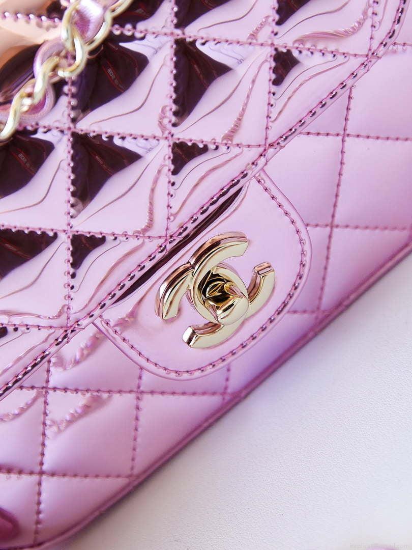 Chanel AS4646 MINI FLAP BAG & STAR COIN PURSE Mirror Calfskin Metallic Calfskin & Gold-Tone Metal Purple
