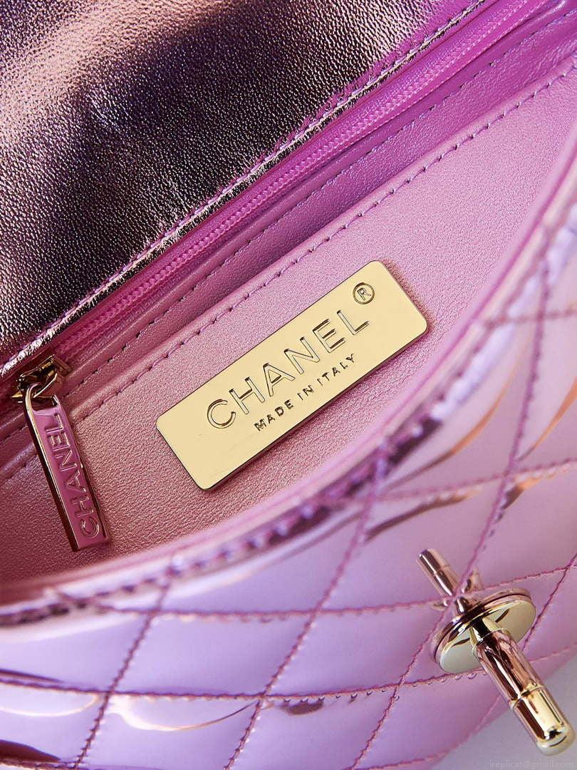 Chanel AS4646 MINI FLAP BAG & STAR COIN PURSE Mirror Calfskin Metallic Calfskin & Gold-Tone Metal Purple
