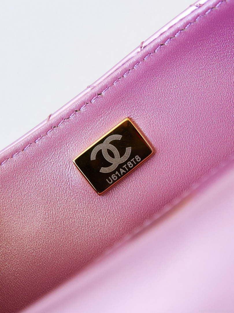 Chanel AS4646 MINI FLAP BAG & STAR COIN PURSE Mirror Calfskin Metallic Calfskin & Gold-Tone Metal Purple