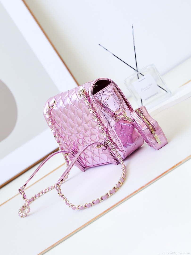 Chanel AS4649 BACKPACK & Star Coin Purse Metallic Calfskin & Gold-Tone Metal Purple