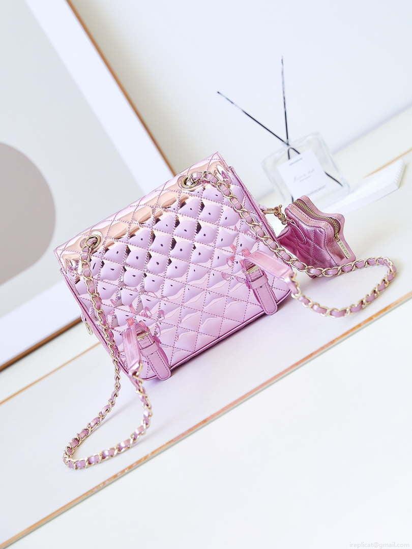 Chanel AS4649 BACKPACK & Star Coin Purse Metallic Calfskin & Gold-Tone Metal Purple