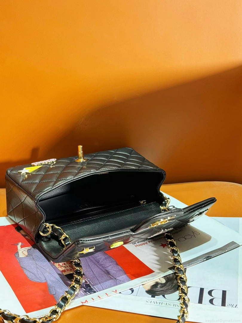 Chanel 24C AS1116 Small Flap bag Lambskin A69900 Black